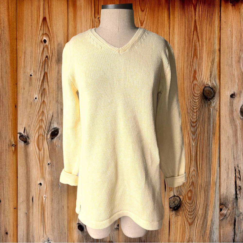 Buttery Yellow Cotton LL.Bean Cotton VNeck Sweater 🌊🌼